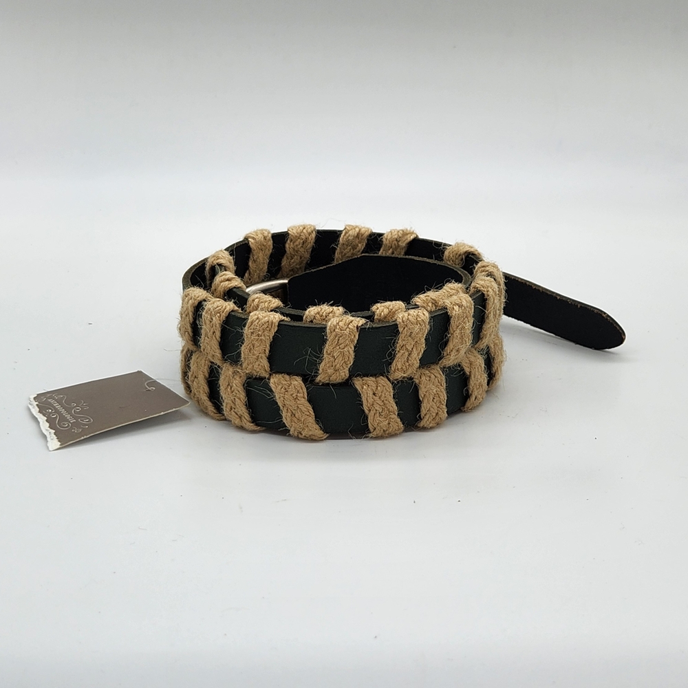 Linea Pelle Black and Tan Woven Belt